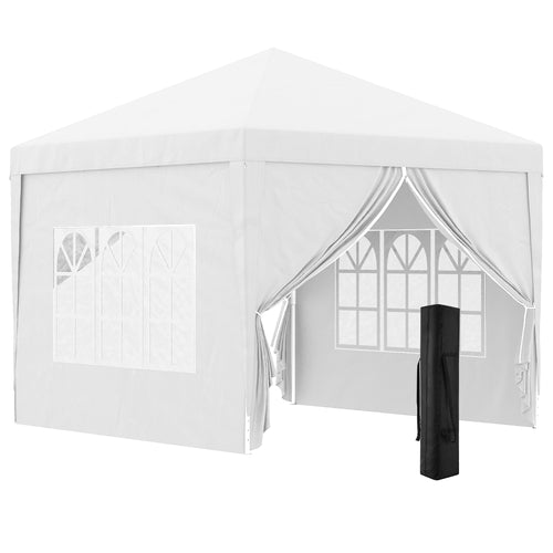 10'x10' Outdoor Pop Up Party Tent Wedding Gazebo Canopy with Carrying Bag (White)