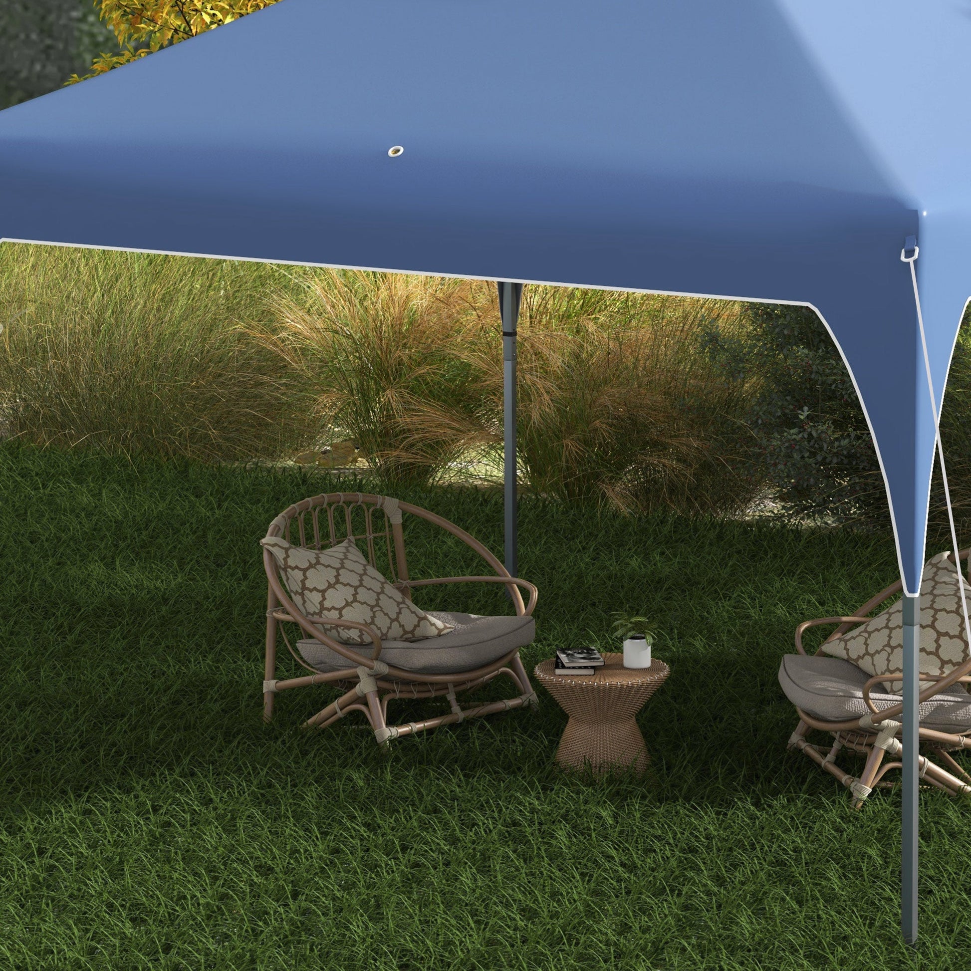 10'x10' Pop Up Canopy, Easy Set Up Party Tent with 2 Tier Vented Roof and Carrying Bag for Outdoor, Garden, Camping, Blue at Gallery Canada