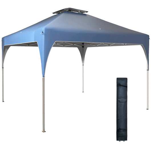 10'x10' Pop Up Canopy, Easy Set Up Party Tent with 2 Tier Vented Roof and Carrying Bag for Outdoor, Garden, Camping, Blue - Gallery Canada
