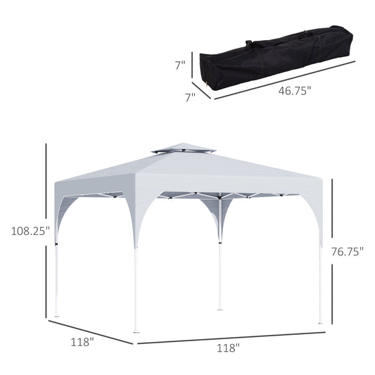 10'x10' Pop Up Canopy, Easy Set Up Party Tent with 2 Tier Vented Roof and Carrying Bag for Outdoor, Garden, Camping, White - Gallery Canada