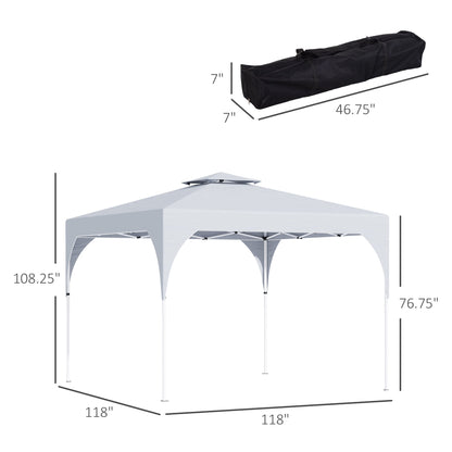 10'x10' Pop Up Canopy, Easy Set Up Party Tent with 2 Tier Vented Roof and Carrying Bag for Outdoor, Garden, Camping, White at Gallery Canada