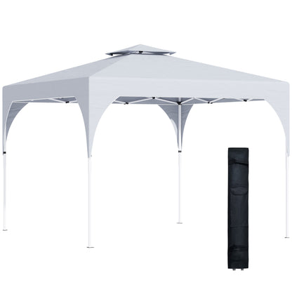 10'x10' Pop Up Canopy, Easy Set Up Party Tent with 2 Tier Vented Roof and Carrying Bag for Outdoor, Garden, Camping, White at Gallery Canada