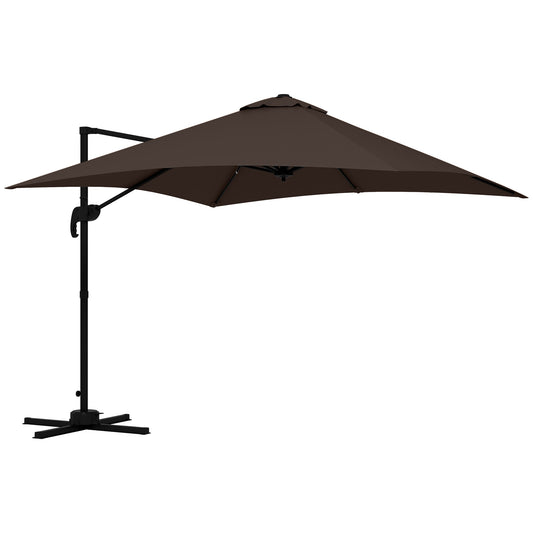 10x10ft Cantilever Umbrella Rotatable Square Market Parasol, 4 Adjustable Angle for Outdoor Backyard Patio Coffee - Gallery Canada