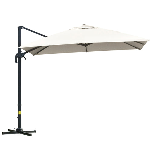 10x10ft Cantilever Umbrella Rotatable Square Top Market Parasol with 4 Adjustable Angle for Backyard Patio Outdoor Area Cream