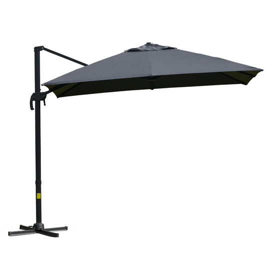 10x10ft Cantilever Umbrella Rotatable Square Top Market Parasol with 4 Adjustable Angle for Backyard Patio Outdoor Area Dark Grey - Gallery Canada