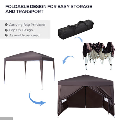 10x10ft Folding Tent Gazebo Pop Up Party Wedding Tent Portable Outdoor Sunshade Coffee at Gallery Canada