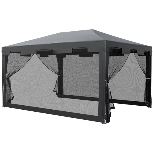 10x13ft Gazebo Party Tent Outdoor Canopy Garden Sun Shade w/Mesh Sidewalls, Grey at Gallery Canada