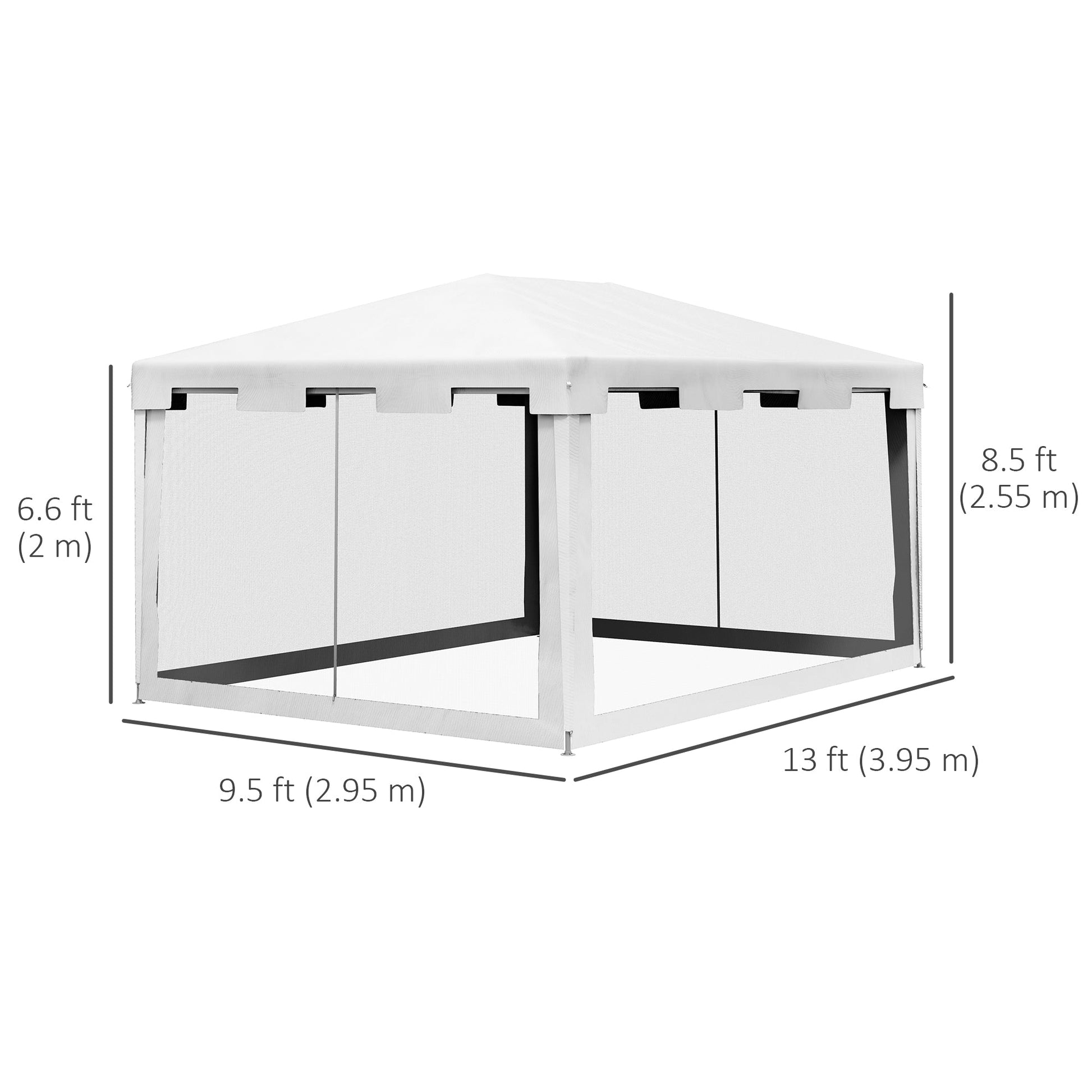 10x13ft Gazebo Party Tent Outdoor Canopy Garden Sun Shade w/Mesh Sidewalls, White at Gallery Canada