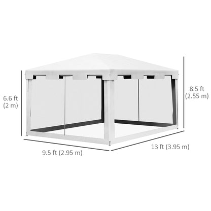 10x13ft Gazebo Party Tent Outdoor Canopy Garden Sun Shade w/Mesh Sidewalls, White at Gallery Canada