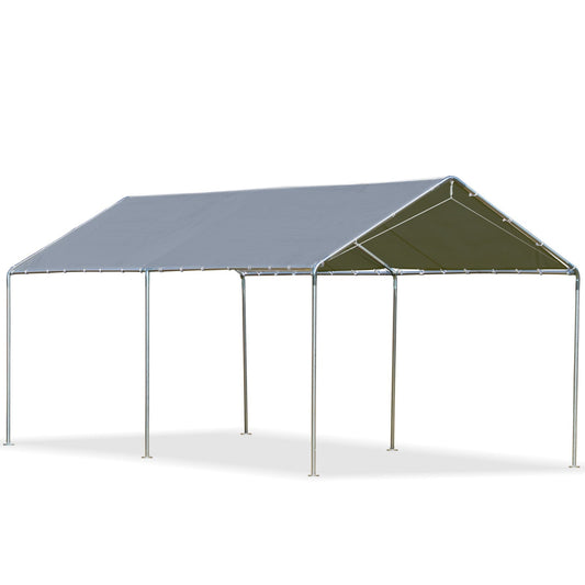 10'x20' Carport Heavy Duty Galvanized Car Canopy with Included Anchor Kit, 3 Reinforced Steel Cables, Grey at Gallery Canada