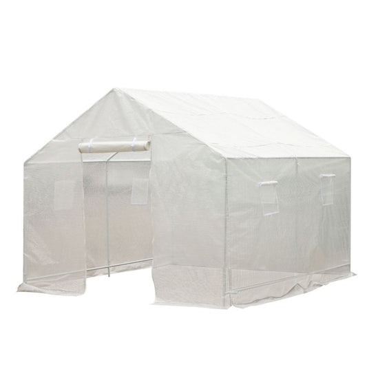 10x9.5x8ft Steeple Outdoor Walk-In Greenhouse Portable Garden Planting Warm House w/White PE Cover - Gallery Canada