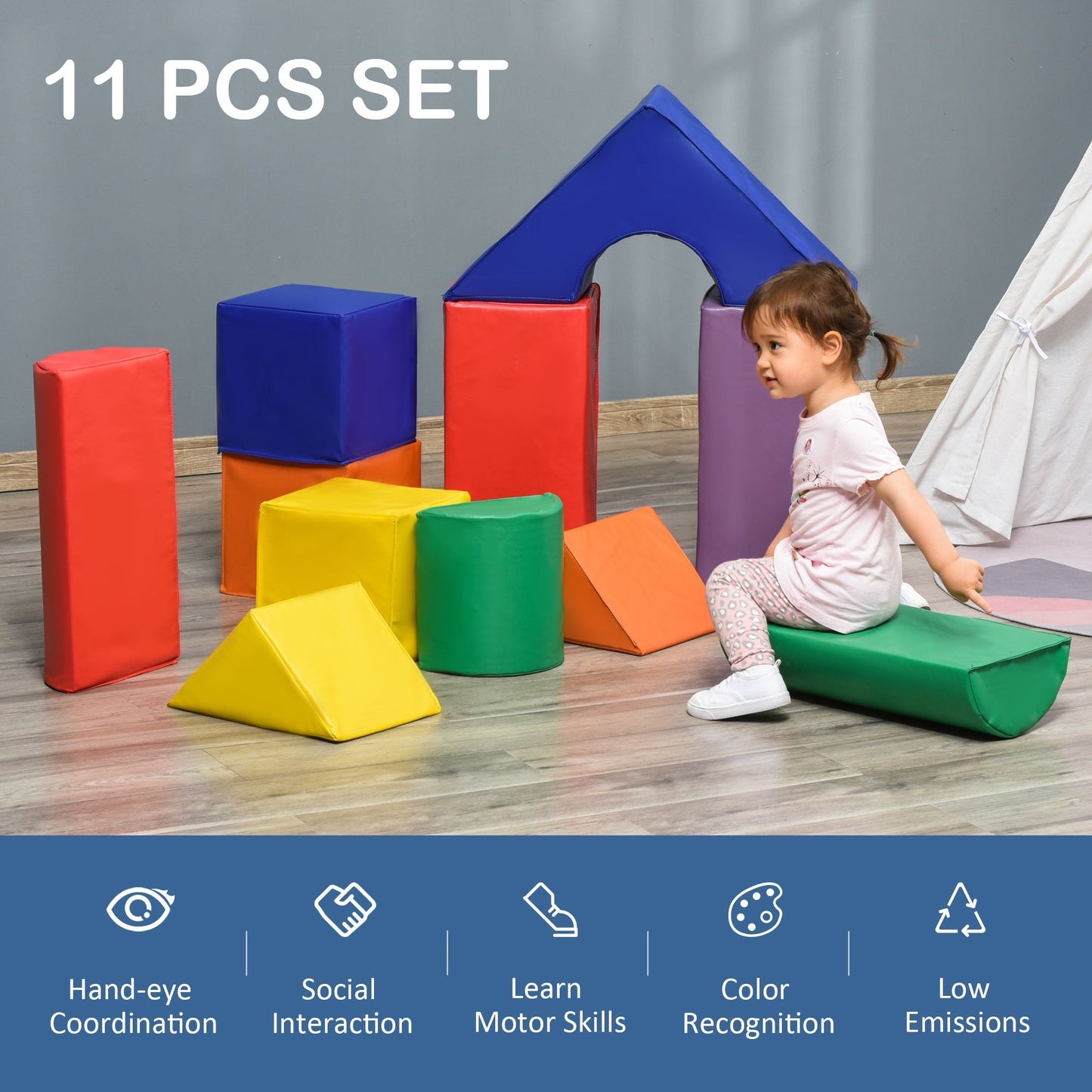 11 Piece Soft Play Blocks Kids Climb and Crawl Gym Toy Foam Building Non-Toxic at Gallery Canada