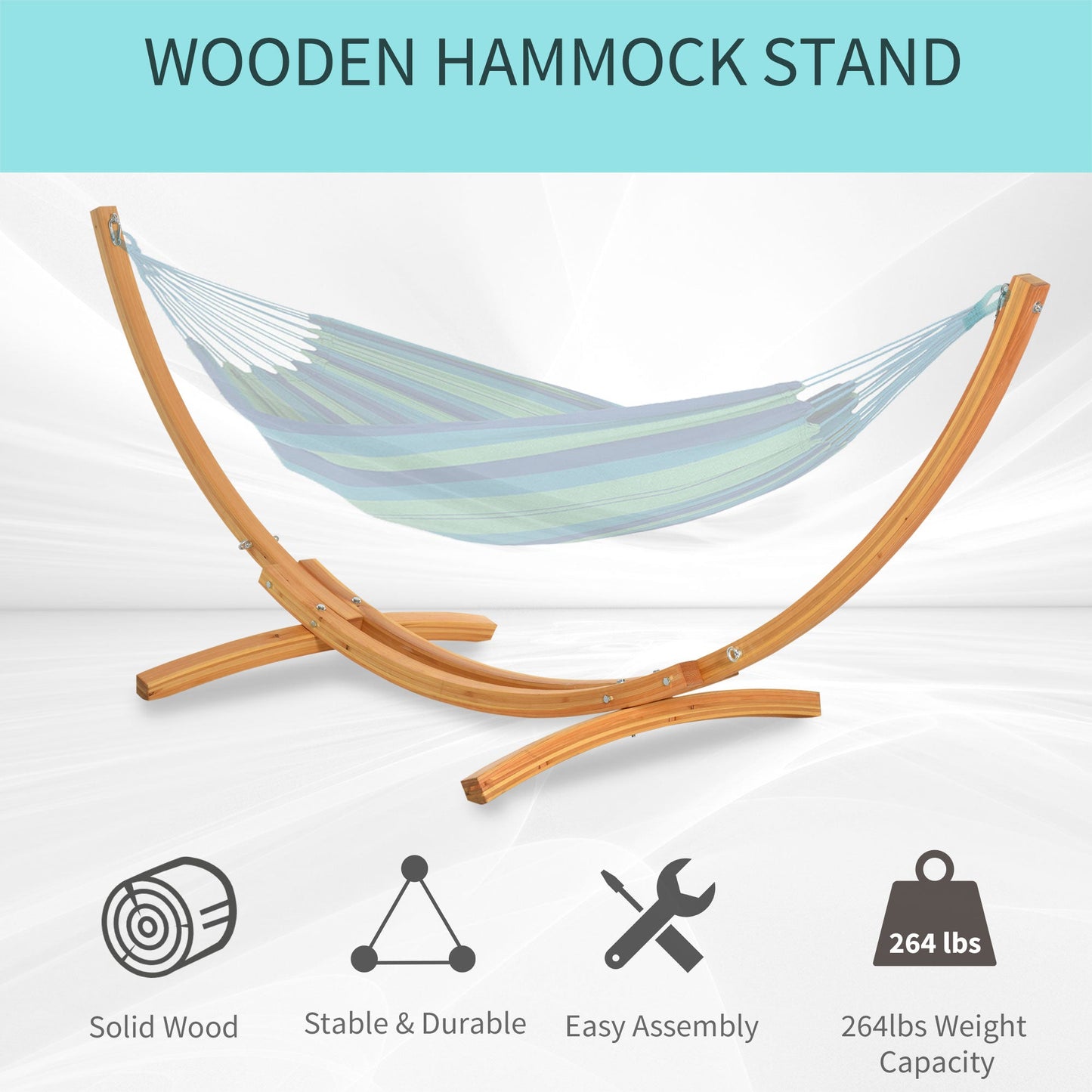 11' Wooden Hammock Stand Universal Garden Picnic Camp Accessories, Curved Arc Design Stand, 264lbs Capacity at Gallery Canada
