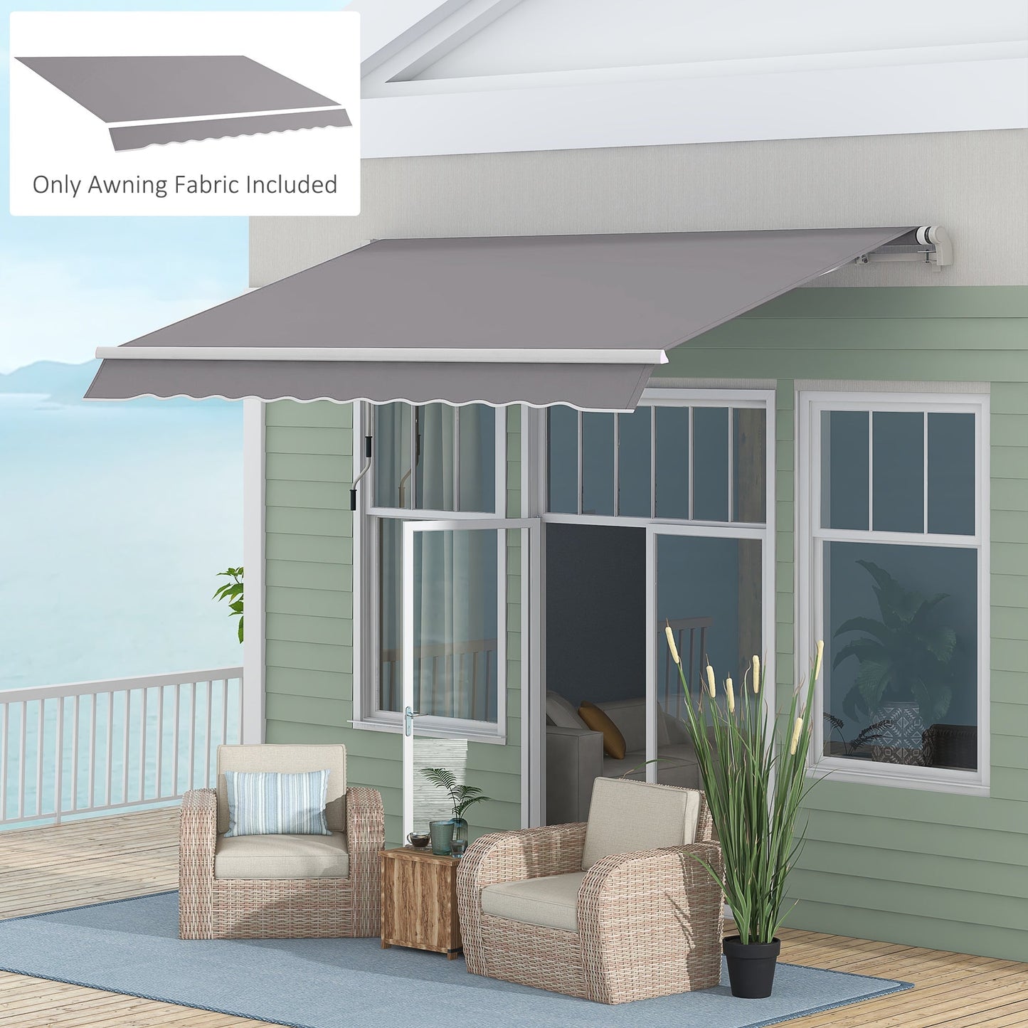 11' x 10' Outdoor Sunshade Canopy Awning Cover, Retractable Awning Fabric Replacement, UV Protection, Light Grey at Gallery Canada