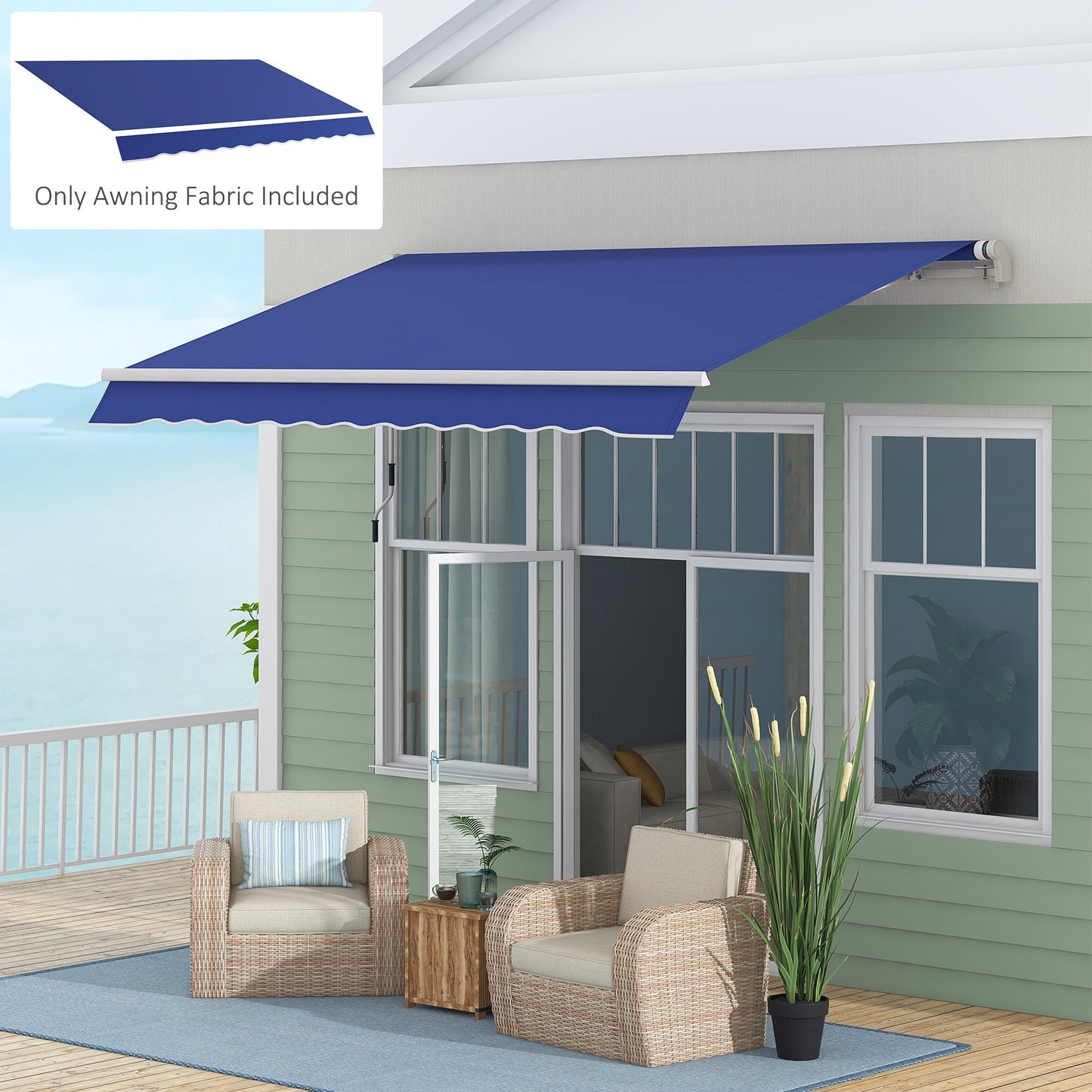 11' x 10' Outdoor Sunshade Canopy Awning Cover, Retractable Awning Fabric Replacement, UV Protection, Navy Blue at Gallery Canada