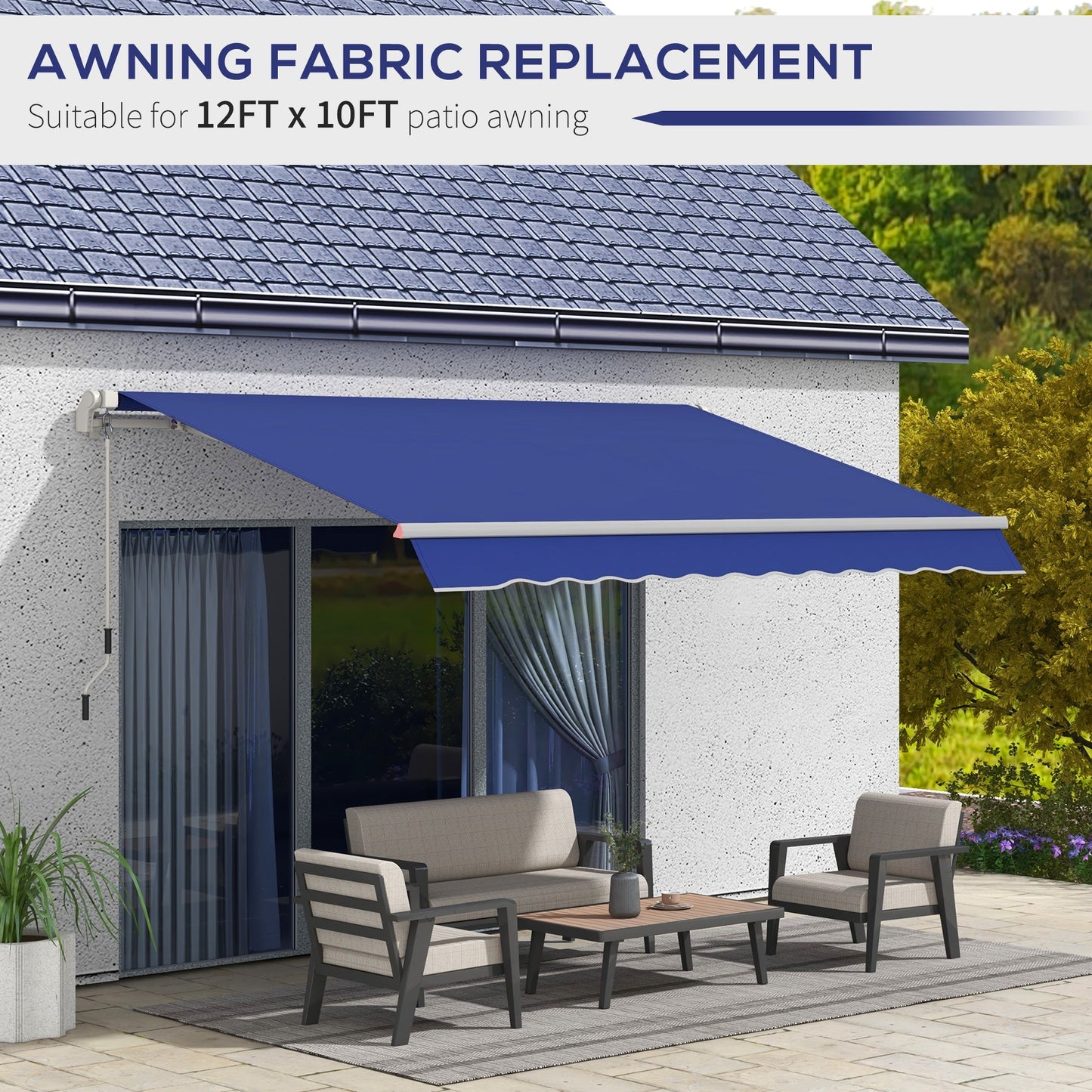 11' x 10' Outdoor Sunshade Canopy Awning Cover, Retractable Awning Fabric Replacement, UV Protection, Navy Blue at Gallery Canada