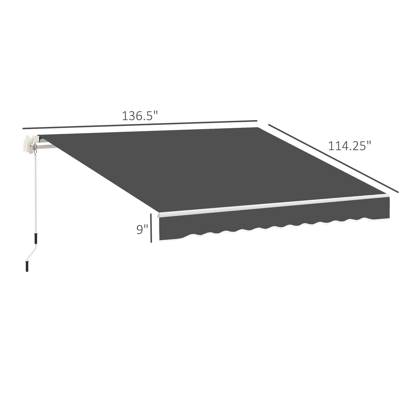 11' x 10' Retractable Awning Fabric Replacement Outdoor Sunshade Canopy Awning Cover, UV Protection, Grey at Gallery Canada