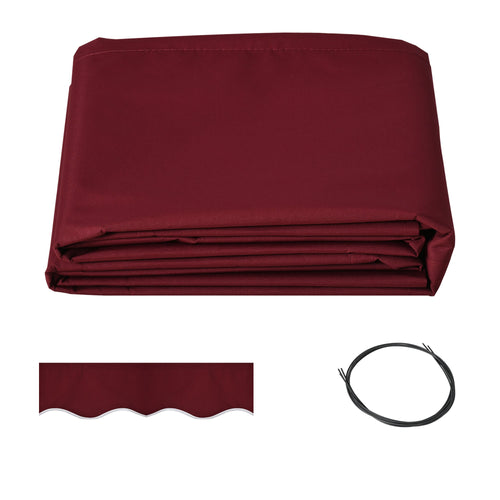 11' x 10' Retractable Awning Fabric Replacement Outdoor Sunshade Canopy Awning Cover, UV Protection, Wine Red
