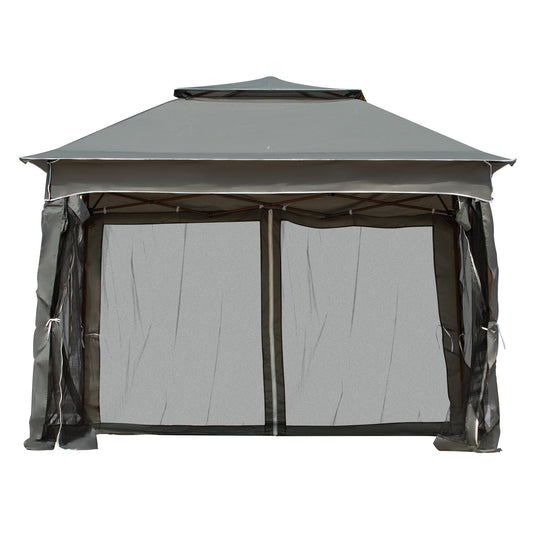 11' x 11' Pop Up Canopy 2-Tier Soft Top Shelter Event Tent w/ Netting Carry Bag for Patio Backyard Garden, Dark Grey - Gallery Canada