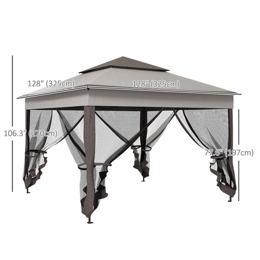11' x 11' Pop Up Canopy 2-Tier Soft Top Shelter Event Tent w/ Netting Carry Bag for Patio Backyard Garden, Grey at Gallery Canada