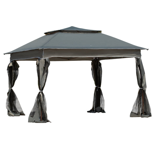 11' x 11' Pop Up Canopy, Outdoor Canopy Shelter Event Tent with 2-Tier Soft Top, Removable Zipper Netting, and Storage Bag, for Patio, Backyard, Garden, Dark Grey at Gallery Canada