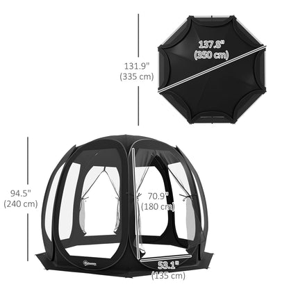 11' x 11.5' Screen Tent, Pop Up Camping Gazebo with Portable Carry Bag and 2 Doors, Black at Gallery Canada