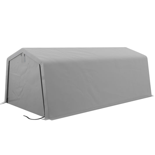 11' x 20' Portable Garage, Heavy Duty Carport Canopy with Ventilation Windows and Large Roll-up Door, Grey - Gallery Canada
