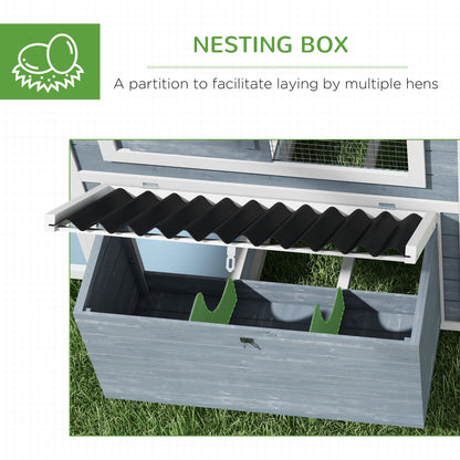 11' x 5' x 3.5' Chicken Coop Wooden with Run, Nesting Boxes Slide-out Tray, Perches for 2-4 Chickens, Dark Grey at Gallery Canada