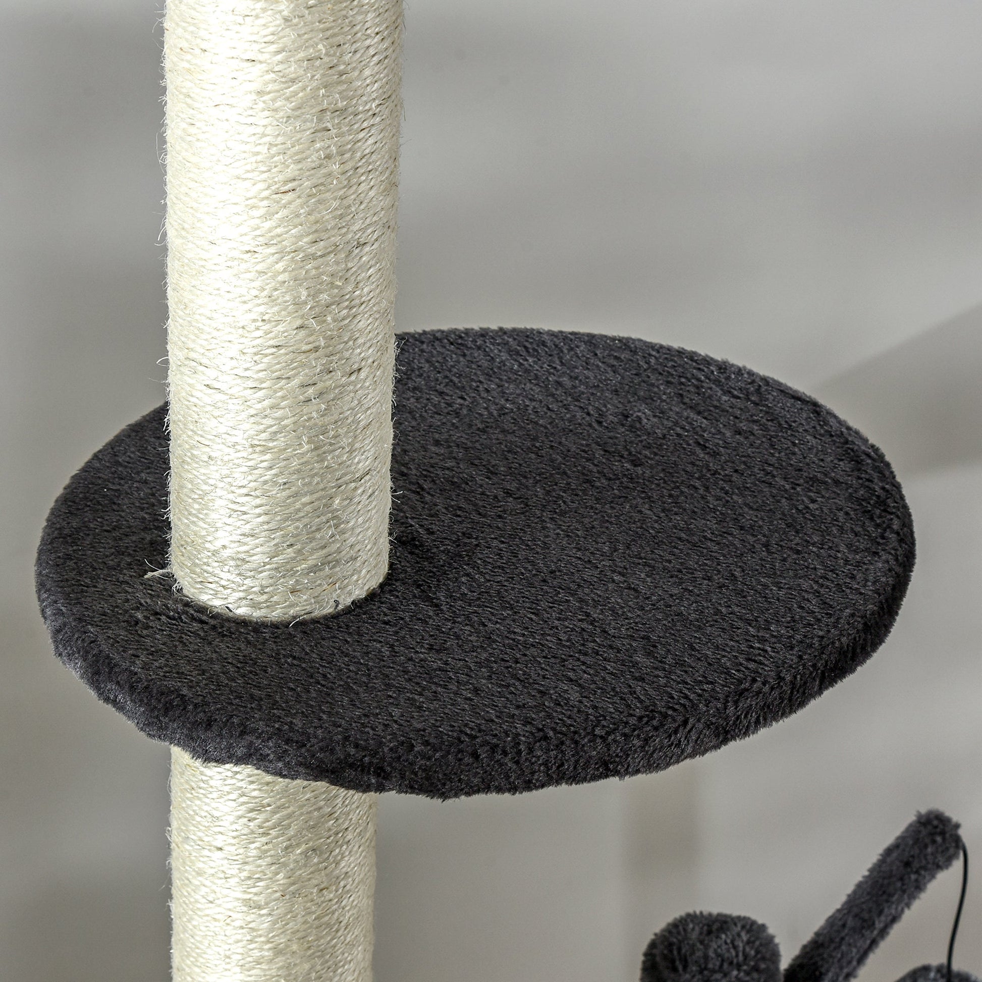 110" Huge Cat Tree Kitty Activity Center Floor-to-Ceiling Cat Climbing Toy with Scratching Post Board Hammock Hanging Ball Rest Pet Furniture Dark Grey at Gallery Canada