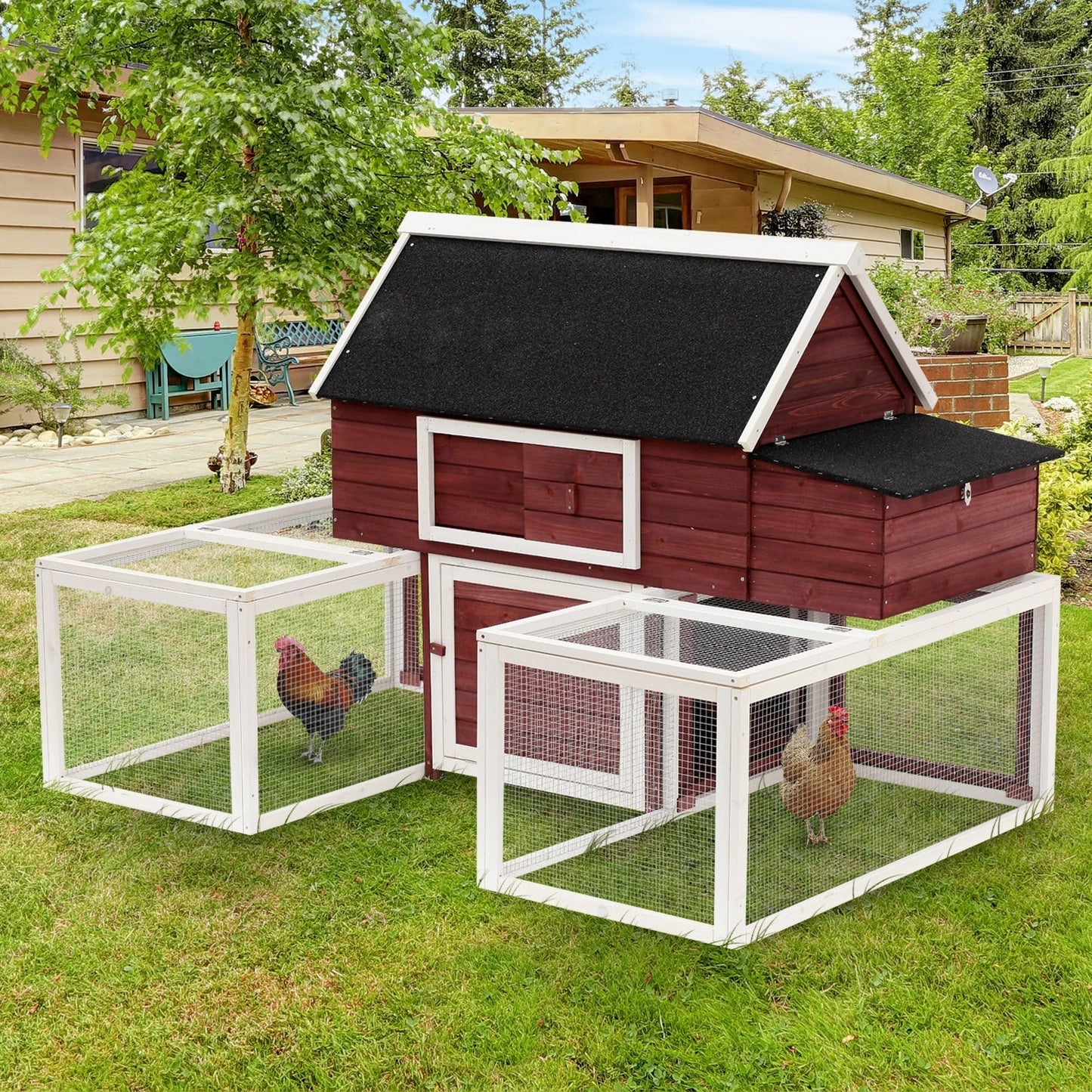 114" Chicken Coop Modern Living Hen House DIY 3 Shape Rabbit Hutch 2-tier Poultry Cage Pen Outdoor Backyard Customization Runs at Gallery Canada