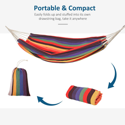 114" Outdoor Hammock, Extra Large Brazilian Style Hammock Cotton, Portable Hanging Camping Bed for Patio Backyard Lounging w/ Carrying Bag, Rainbow Stripe, Multi-colour at Gallery Canada