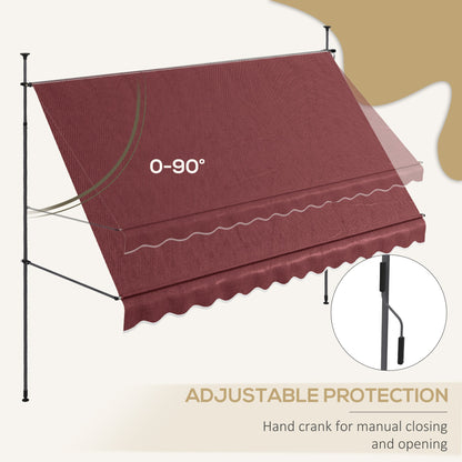 11.5' x 4' Manual Retractable Awning, Non-Screw Freestanding Patio Awning, UV Resistant, for Window or Door, Wine Red at Gallery Canada