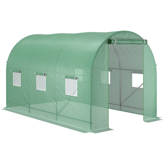 11.5' x 6.6' x 6.6' Walk-in Tunnel Greenhouse Garden Plant Seed Growing Warm House Outdoor Hot House w/ Roll Up Door, Windows, PE Cover Green at Gallery Canada