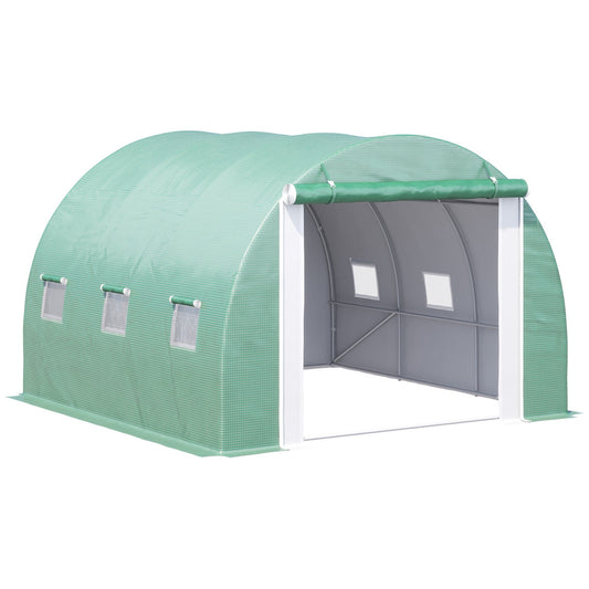 116" x 116" x 78" Large Walk-in Double Cover Polytunnel Greenhouse Outdoor w/ Roll-Up Zipper Doors and Windows Grow Plants, Seedlings, Herbs, or Flowers In Any Season-Gardening - Gallery Canada