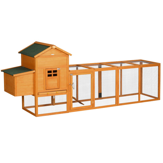 117" Extra Large Chicken Coop with Asphalt Roof, Wooden Hen House with Slide-out Tray, Quail Hutch with Nesting Box, Orange - Gallery Canada