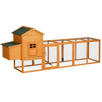 117" Extra Large Chicken Coop with Asphalt Roof, Wooden Hen House with Slide-out Tray, Quail Hutch with Nesting Box, Orange at Gallery Canada