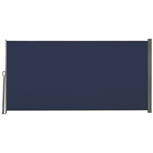 118" x 63" Outdoor Folding Privacy Screen Retractable Side Awning Patio with Resistance to UV Rays and Wind Dark Blue - Gallery Canada