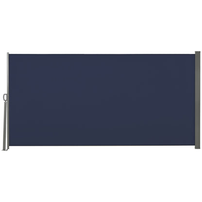 118" x 63" Outdoor Folding Privacy Screen Retractable Side Awning Patio with Resistance to UV Rays and Wind Dark Blue at Gallery Canada