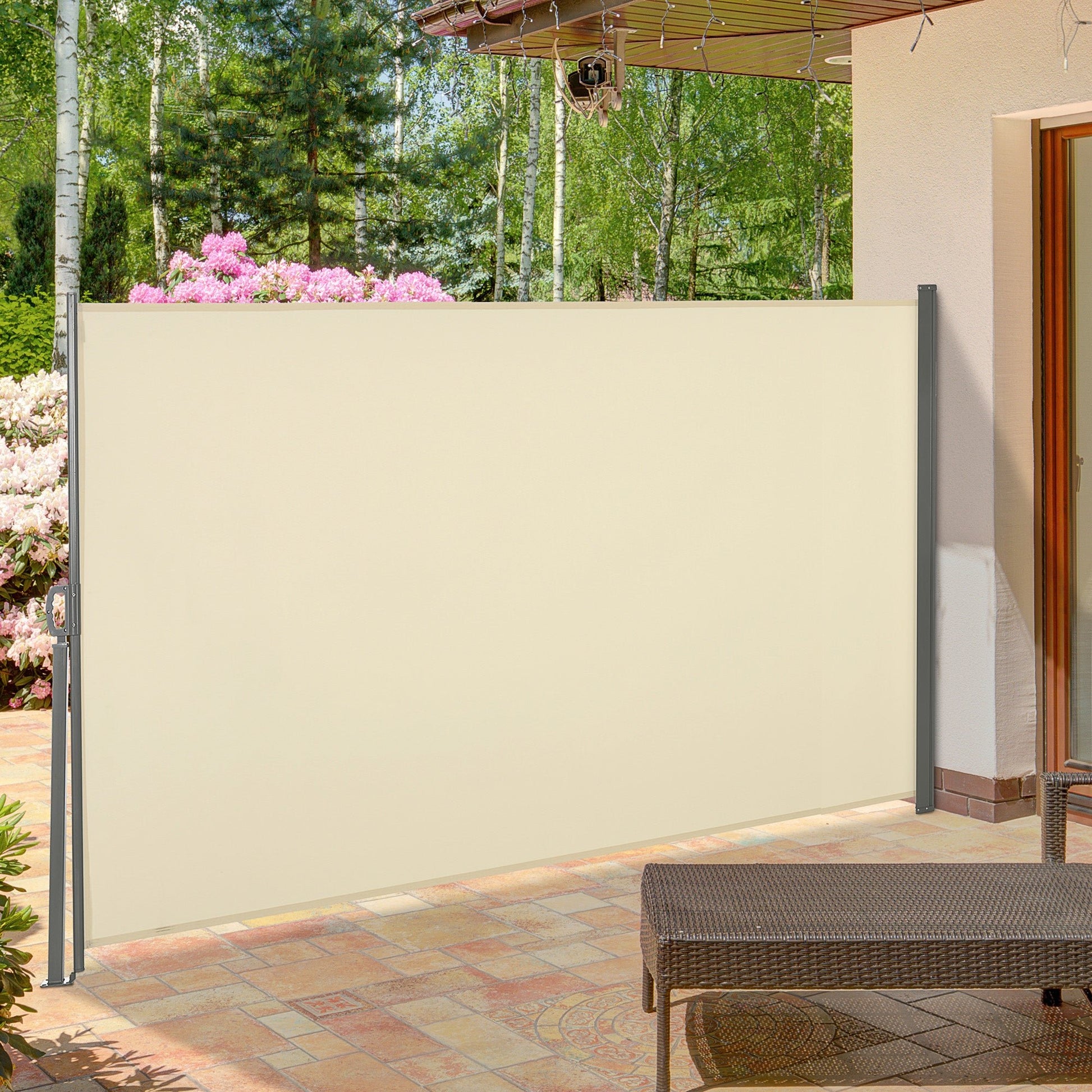 118" x 63" Retractable Side Awning Patio Outdoor Folding Privacy Screen with Resistance to UV Rays &; Wind, Cream White at Gallery Canada