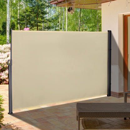 118" x 71" Outdoor Folding Privacy Screen Retractable Side Awning Patio with Resistance to UV Rays and Wind Cream White at Gallery Canada