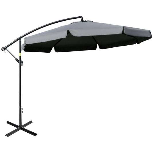 11FT Offset Hanging Patio Umbrella Cantilever Umbrella with Easy Tilt Adjustment, Cross Base and 8 Ribs for Backyard, Poolside, Lawn and Garden, Dark Grey - Gallery Canada