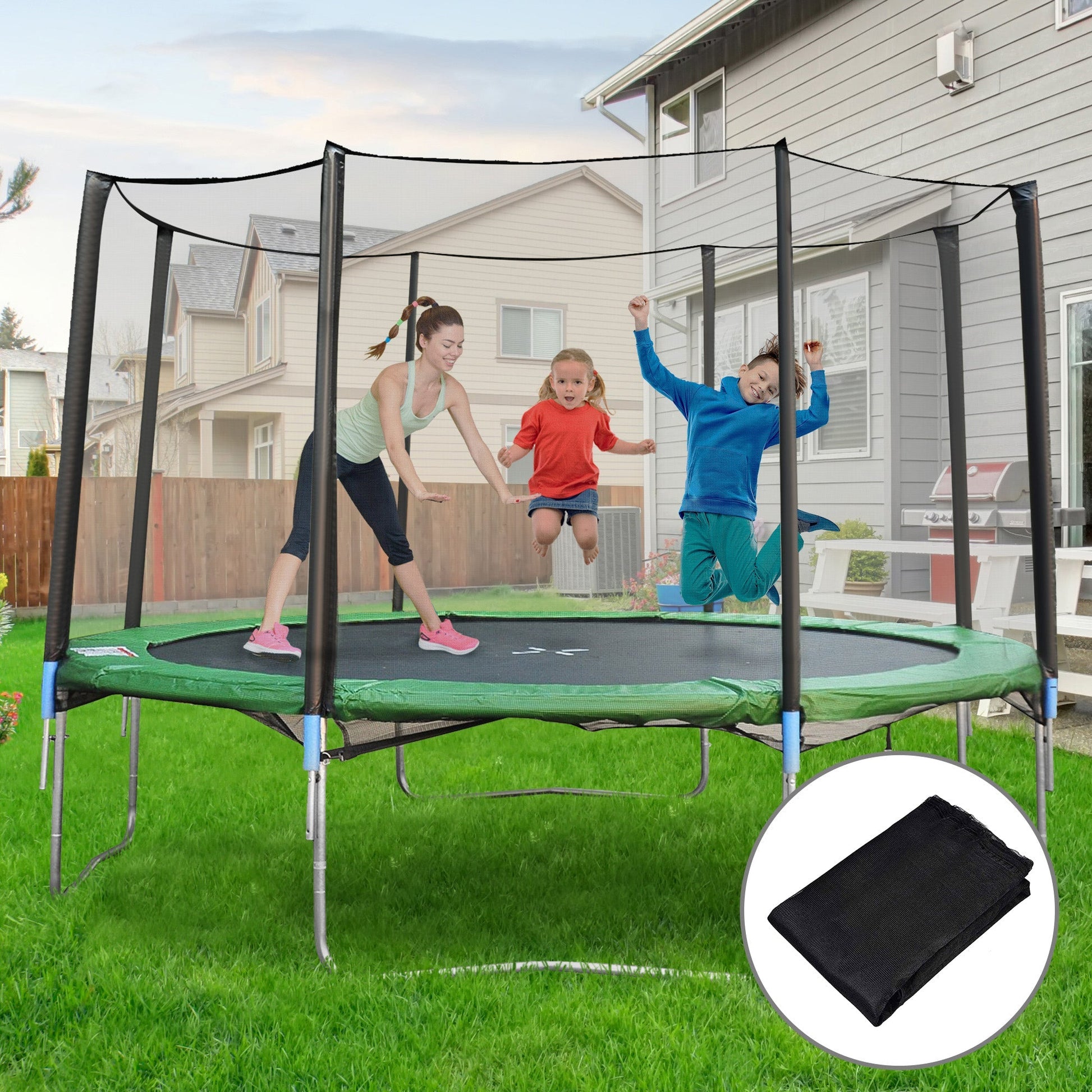 12' Round Trampoline Enclosure Trampolining Bounce Safety Net Fence Replacement at Gallery Canada