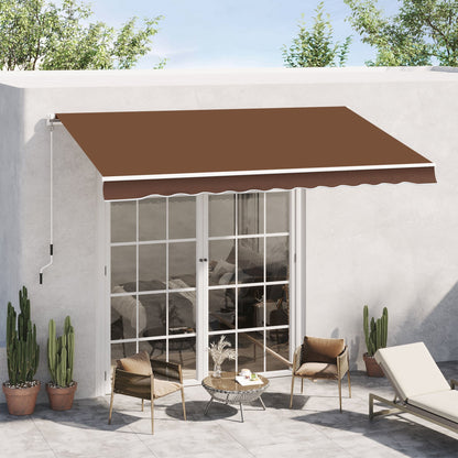 12' x 10' Manual Retractable Awning Outdoor Sunshade Shelter for Patio, Balcony, Yard, with Adjustable &; Versatile Design, Coffee at Gallery Canada