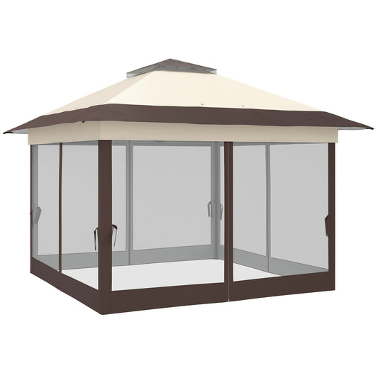 12' x 12' Foldable Pop-up Party Tent Instant Canopy Sun Shade Gazebo Shelter Steel Frame Oxford w/ Roller Bag, Brown at Gallery Canada