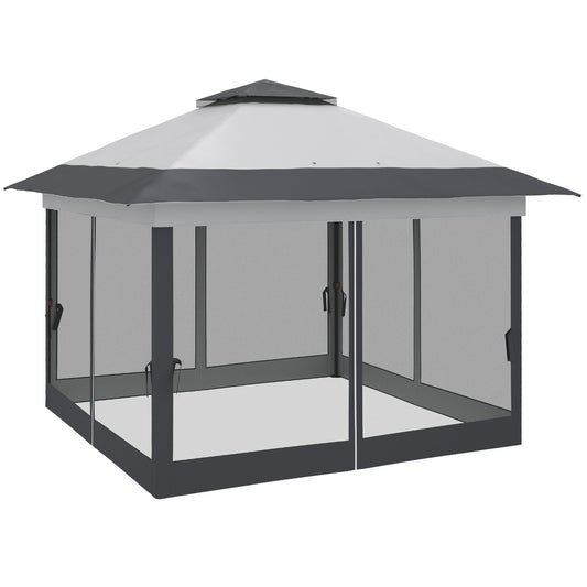 12' x 12' Foldable Pop-up Party Tent Instant Canopy Sun Shade Gazebo Shelter Steel Frame Oxford w/ Roller Bag, Grey at Gallery Canada