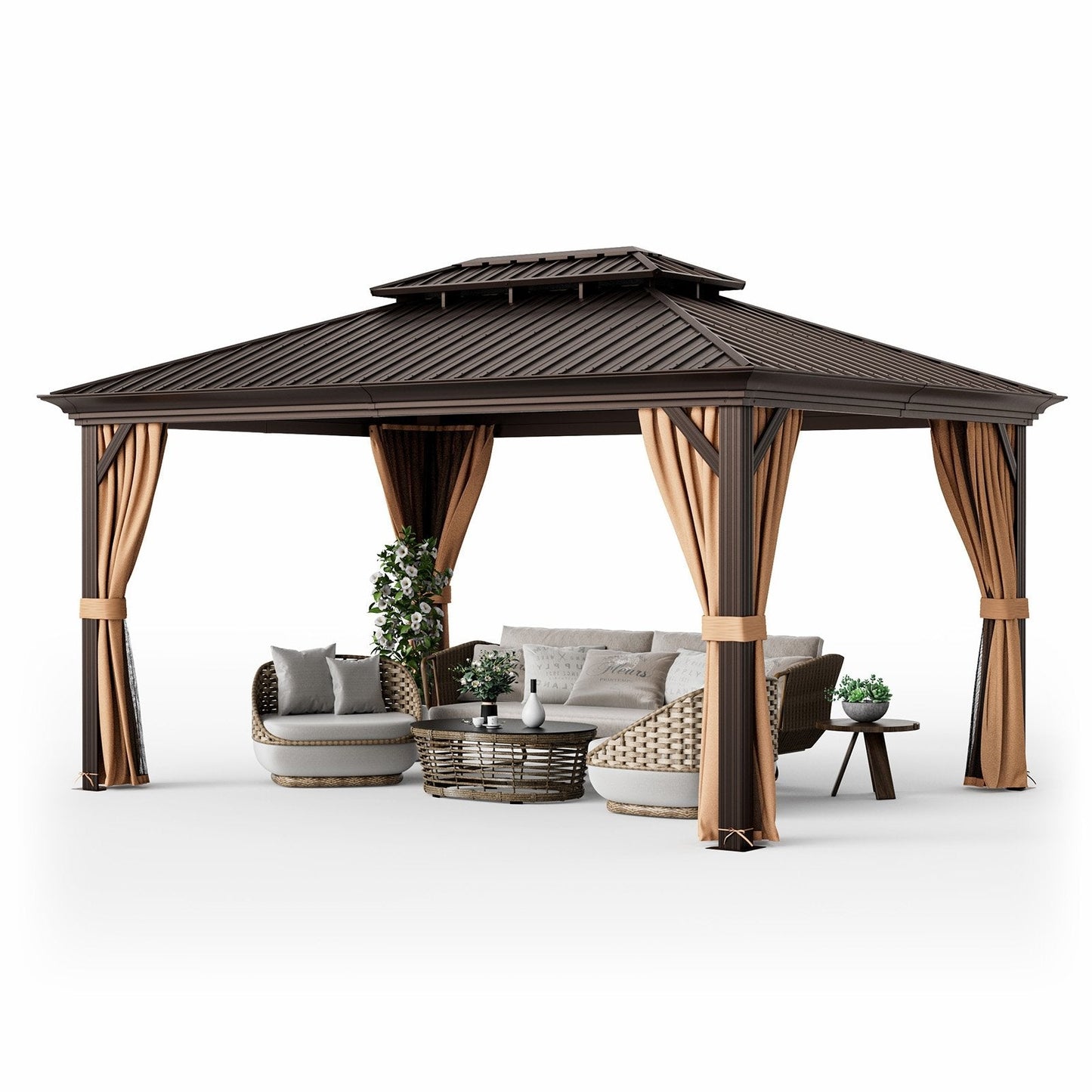 12' x 16' Double-Roof Hardtop Gazebo with Galvanized Steel Roof at Gallery Canada