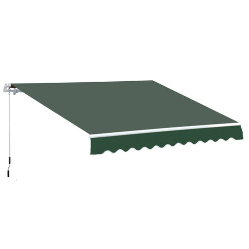 12' x 8' Retractable Awning Patio Awnings Sun Shade Shelter with Manual Crank Handle, UV &; Water-Resistant Fabric and Aluminum Frame for Deck Balcony Yard, Green