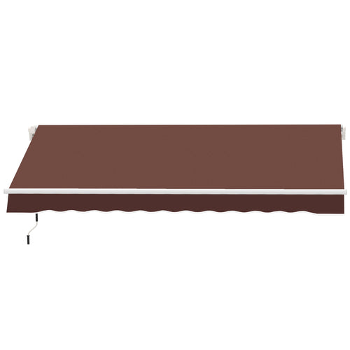 12' x 8' Retractable Patio Awning Sunshade Shelter w/ Manual Crank Handle UV &; Water-Resistant for Deck Balcony Coffee