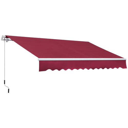 12' x 8' Retractable Patio Awning Sunshade Shelter with Manual Crank Handle UV &; Water-Resistant for Deck Balcony Red