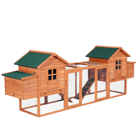 123" Dual Chicken Coop Wooden Large Chicken House Rabbit Hutch Hen Poultry Cage Backyard with Outdoor Ramps and Nesting Boxes - Gallery Canada